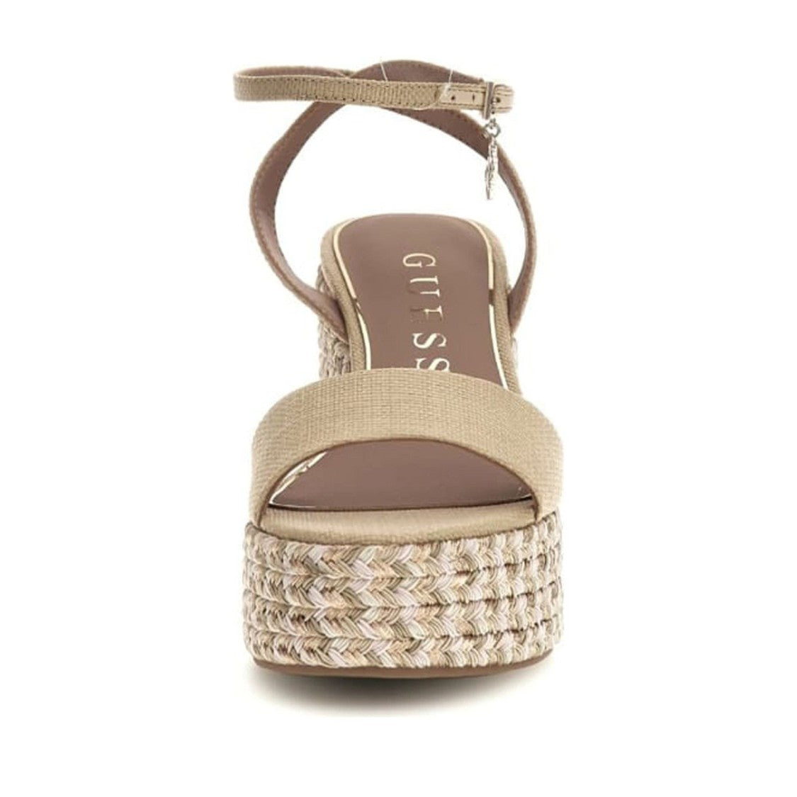 Guess Beige Everly Woven Platform Wedge Sandals