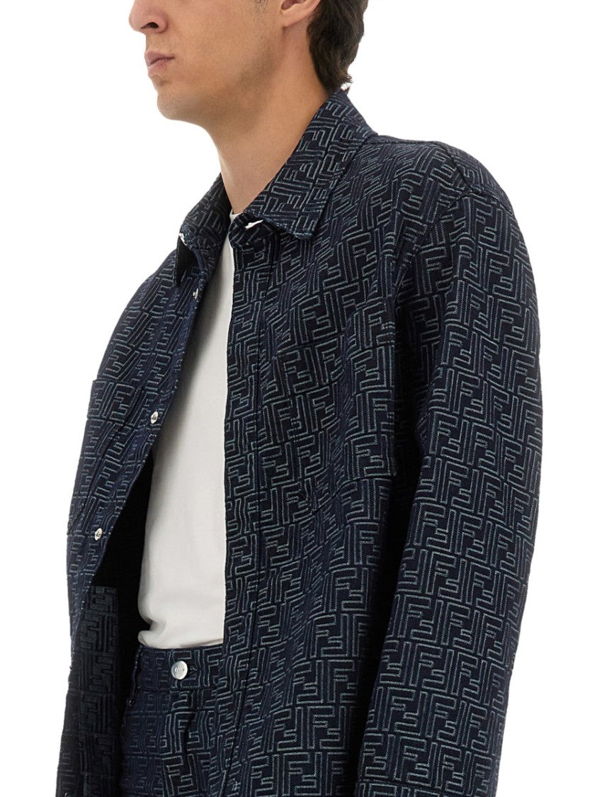 Fendi Ff Jacquard Denim Shirt