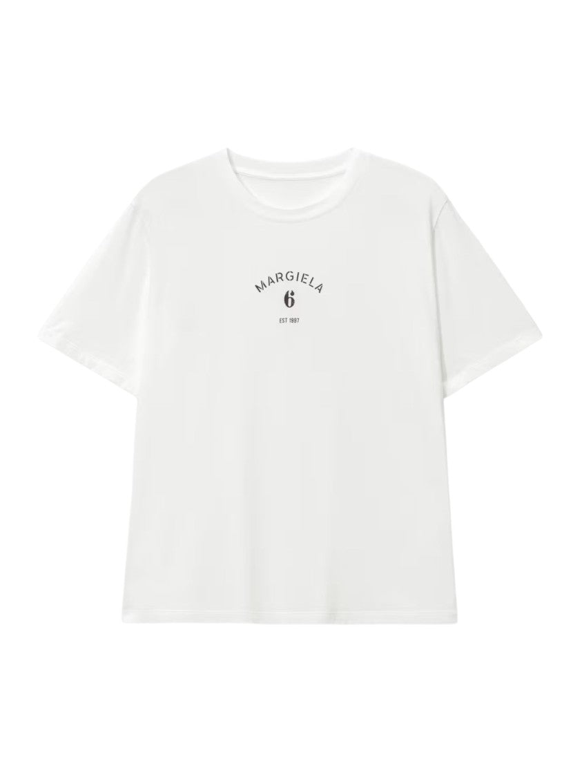 Mm6 By Maison Margiela White Front Logo Cotton T-Shirt