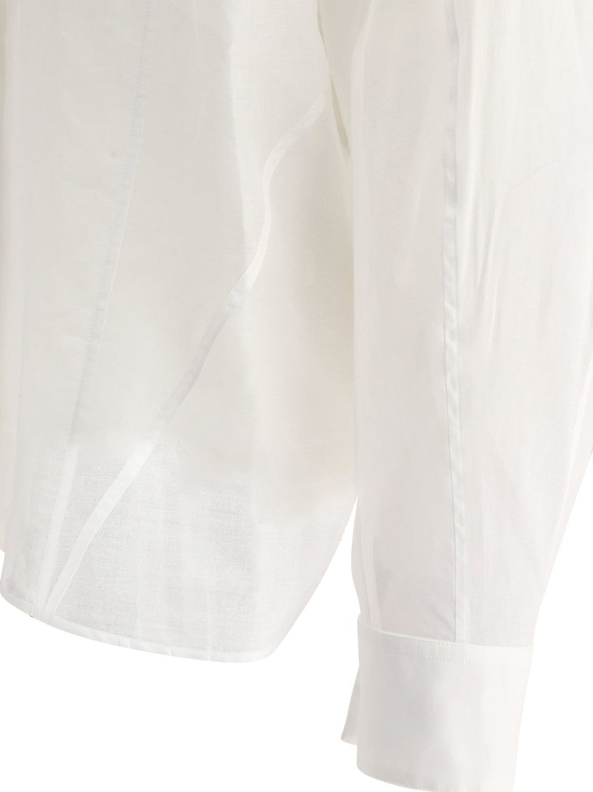 Jil Sander White Shirt With Sheer Petticoat Layer And Mandarin Collar