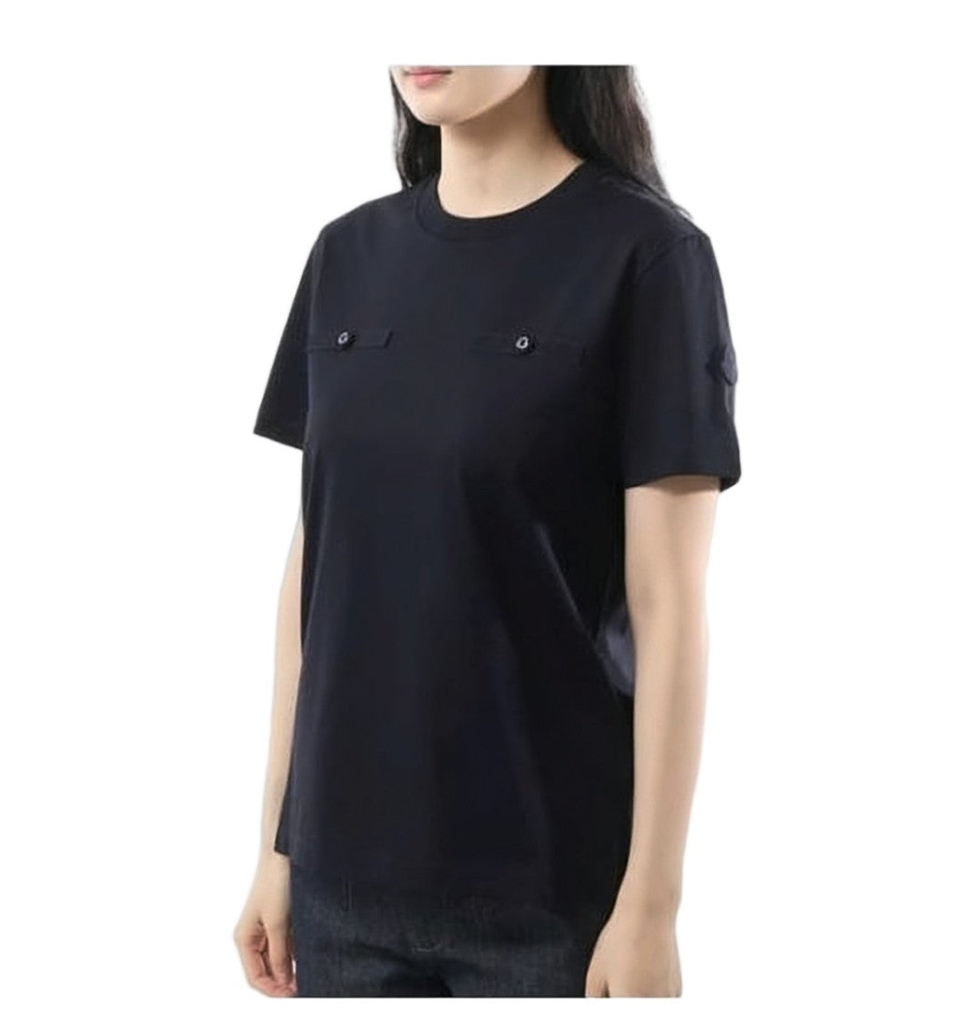 Moncler Minimalist Black Short-Sleeve T-Shirt With Buttoned Tabs