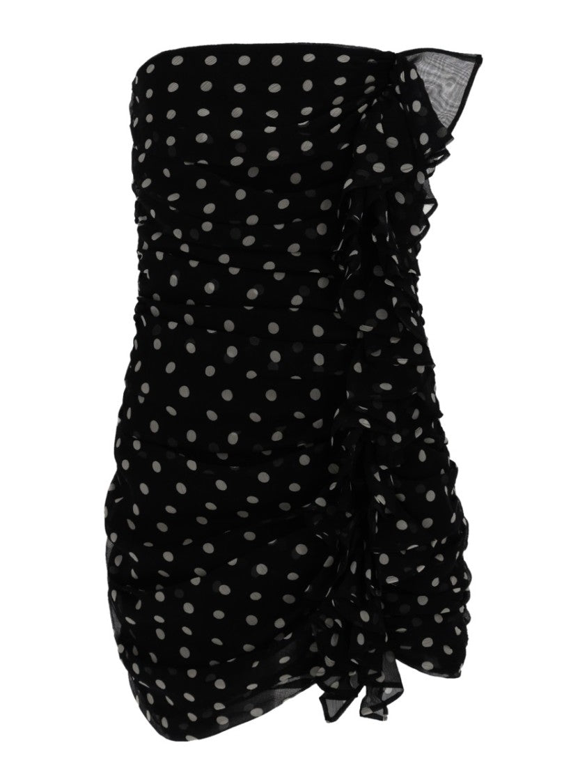 Nina Ricci Polka Dot Asymmetrical Ruffle Dress