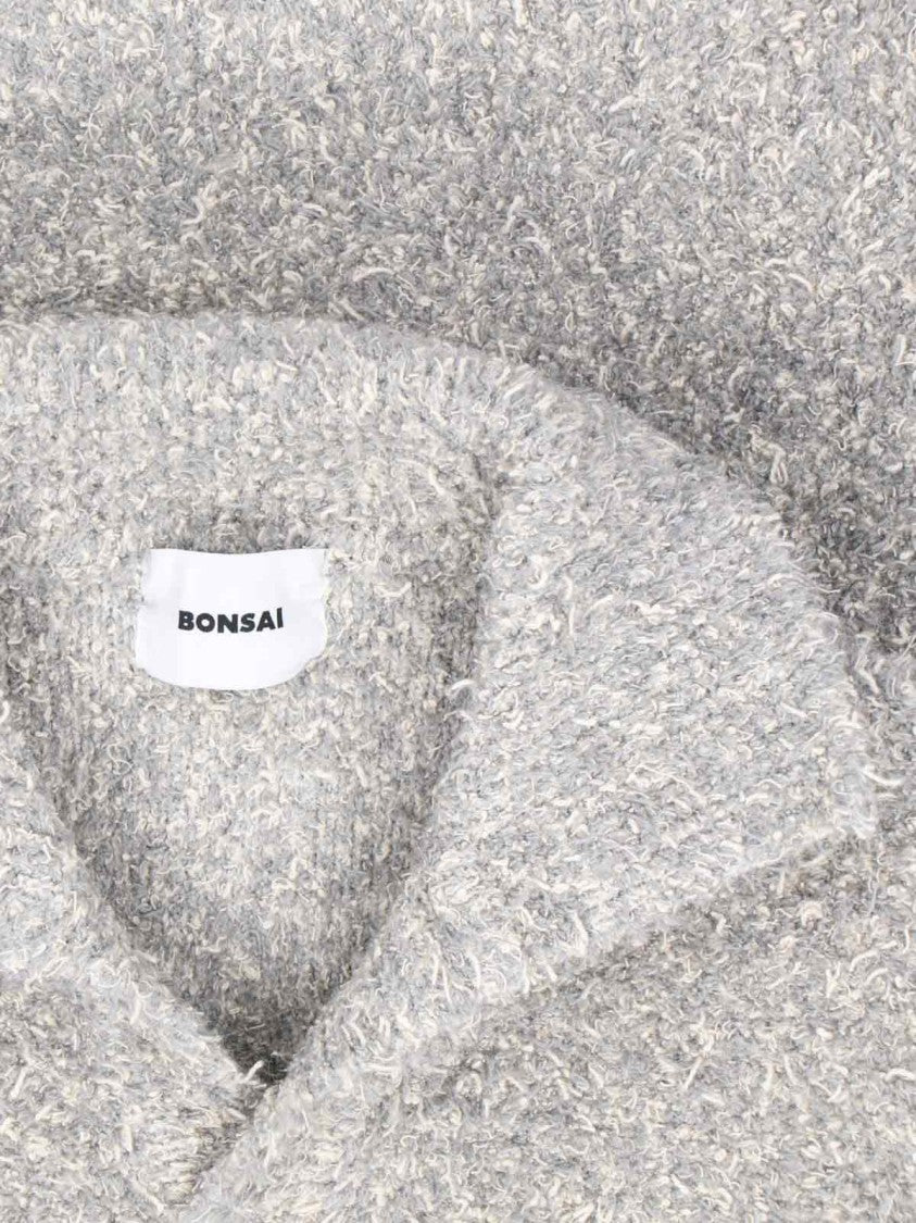 Bonsai "Vrille" Sweater In Gray Cotton Blend Bouclé Effect