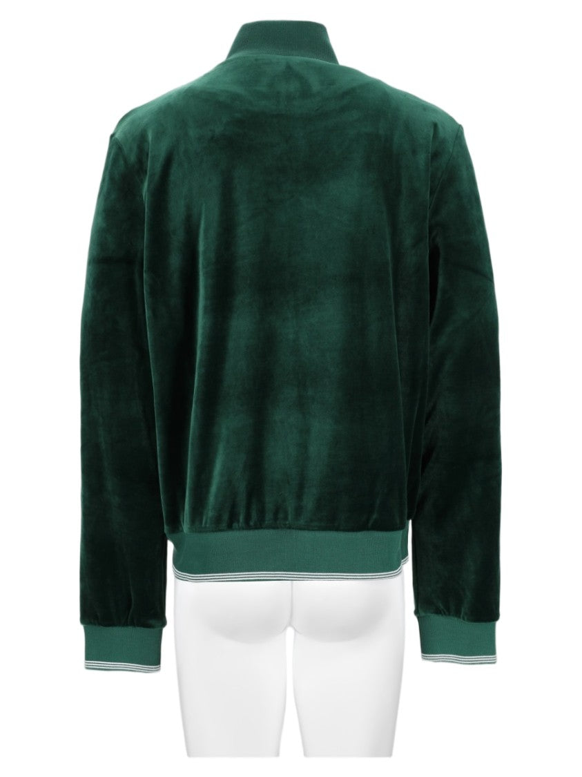 Casablanca Green Velvety High Collar Zip-Through Sports Jacket