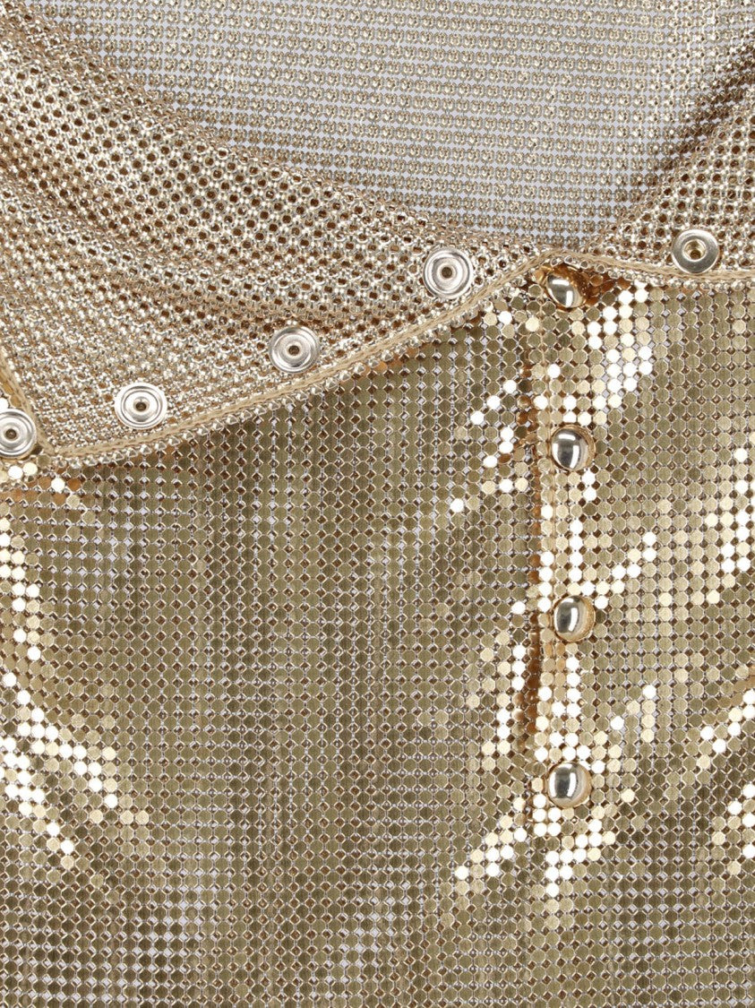 Rabanne Metallic Gold Mesh Mini Skirt