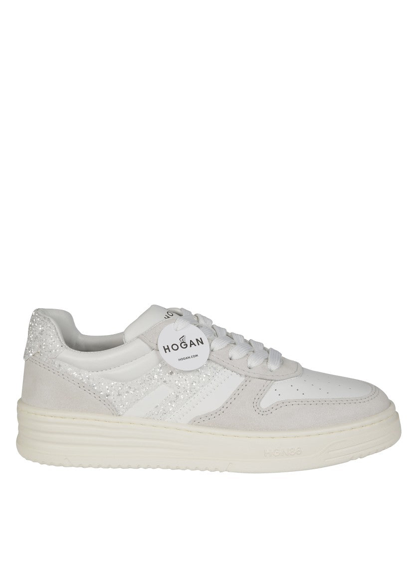 Hogan White Leather And Suede Sneakers