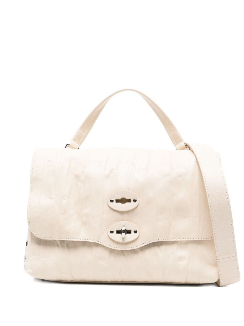 Zanellato Structured Lamb Leather Handbag With Silver-Tone Clasp