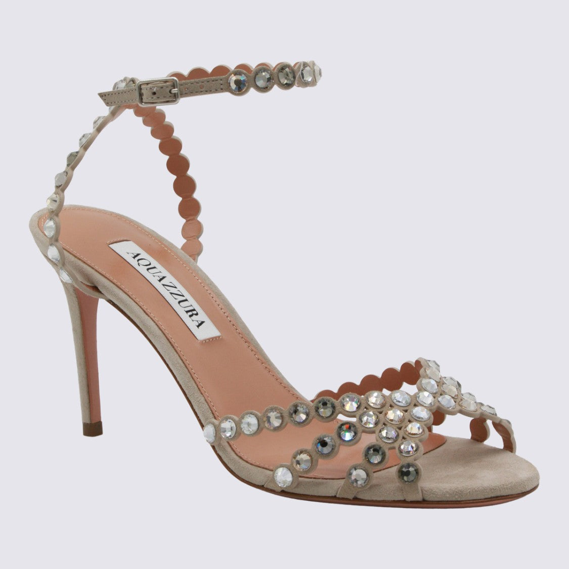 Aquazzura High-Heeled Sandals With Rhinestone Embellishment