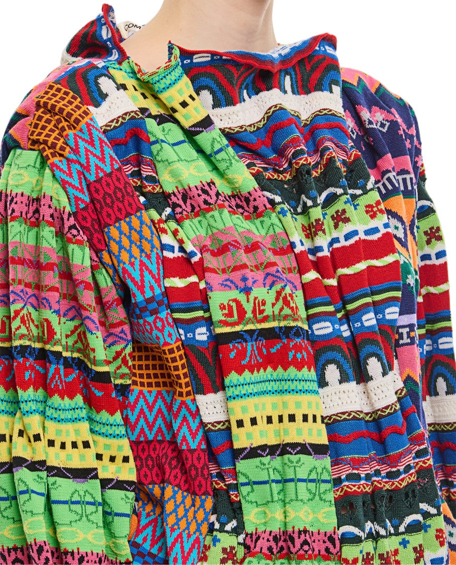Comme Des Garçons Multicolor Patchwork Sweater With Draped Effect