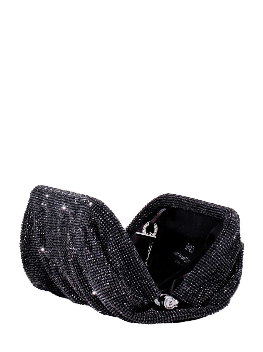 Benedetta Bruzziches Rhinestone-Embellished Black Aluminum Mesh Clutch
