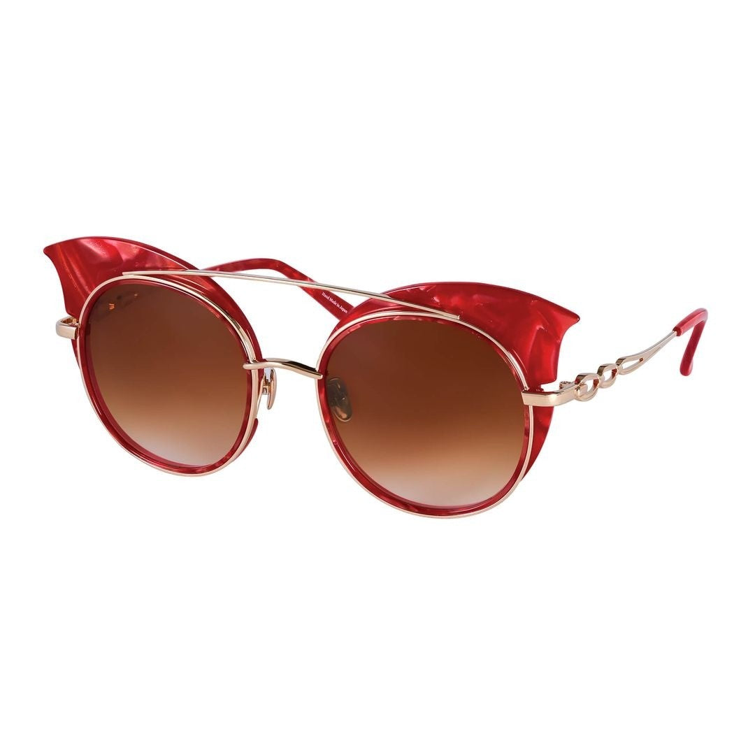 Eque M. Drop Song Round Sunglasses With Bold Red Frame