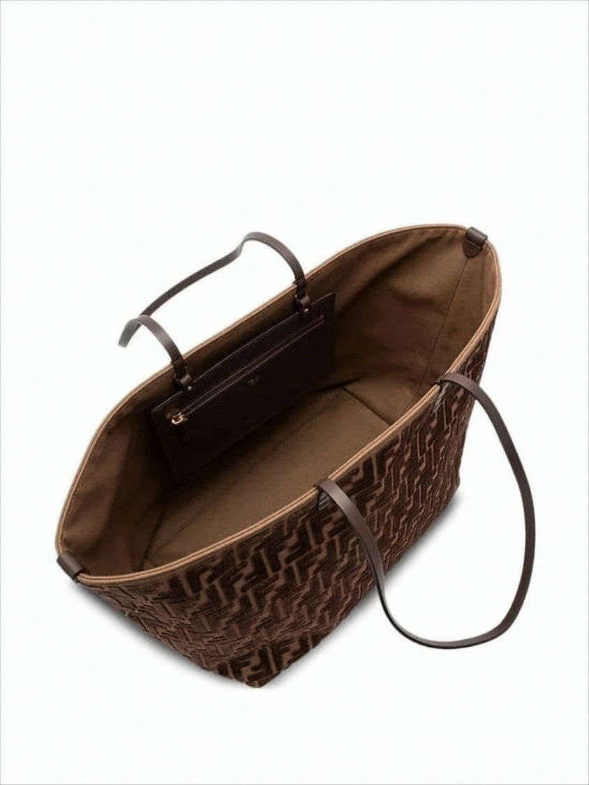 Fendi Trapezoidal Brown Calf Leather Tote Bag