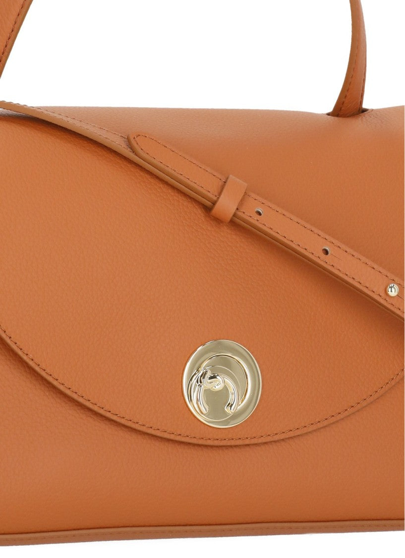 Coccinelle Structured Orange Pebbled Leather Shoulder Bag