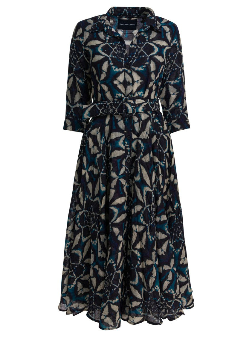 Samantha Sung Knee-Length Wool Dress With Flared Skirt