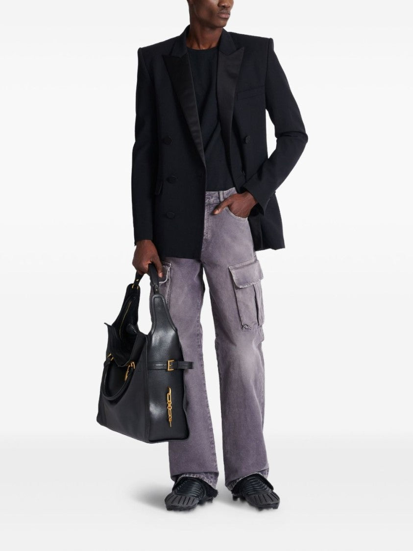 Balmain Grey Cargo Pocket Belt Loop Trousers