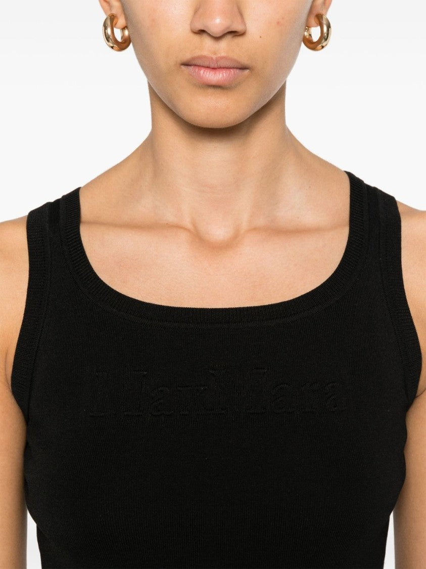 Max Mara Black Viscose Tank Top With Square Neckline