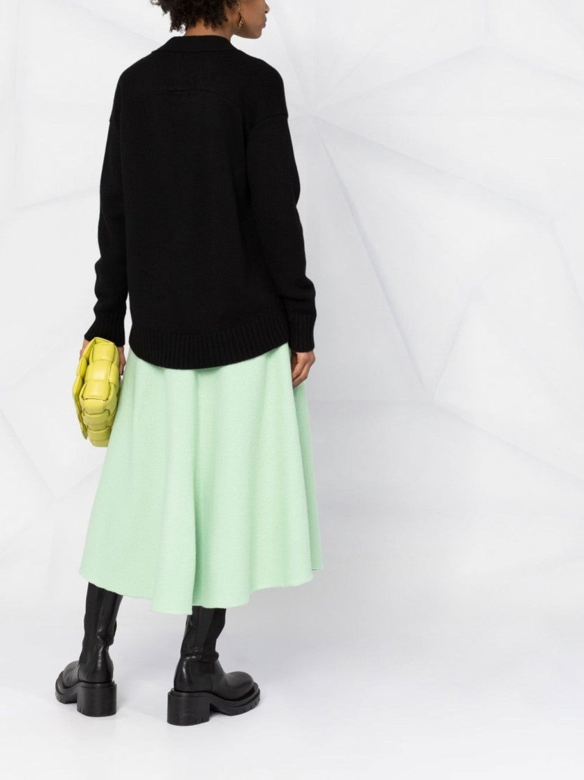 Jil Sander Black Boxy Cashmere V-Neck Cardigan