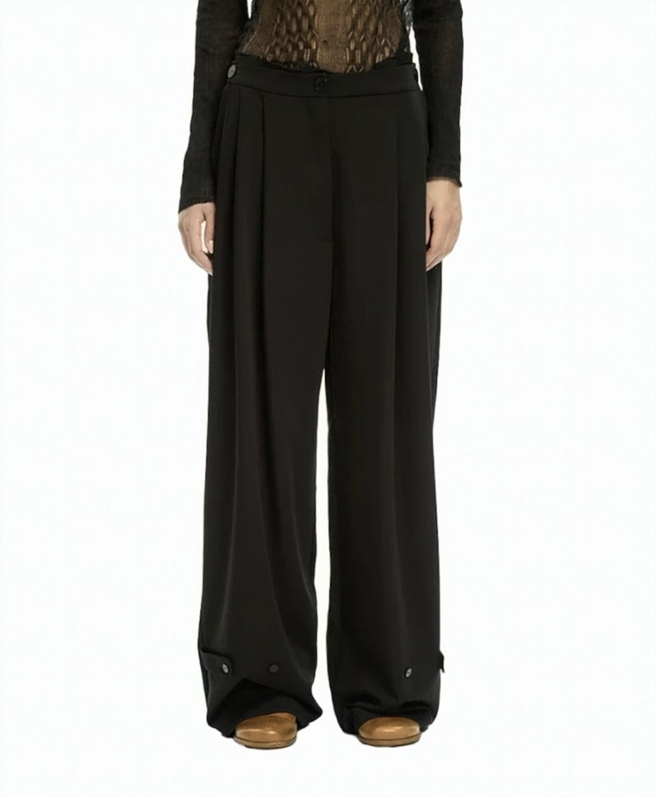 Mlo Fluid Front Pleats Adjustable Hem Wide-Leg Pants