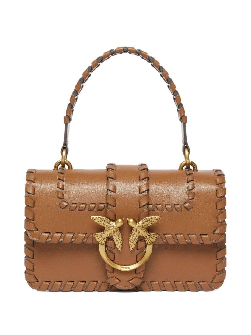 Pinko Structured Brown Leather Handbag