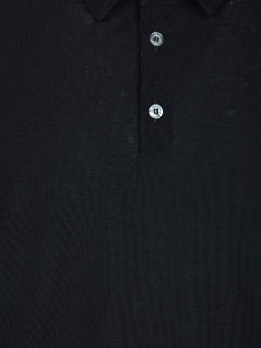 Zanone Refined Long Sleeve Polo With Three-Button Collar