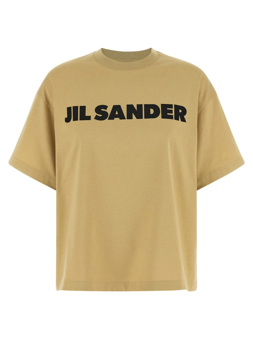Jil Sander Cropped Brown T-Shirt With Bold Contrast Logo