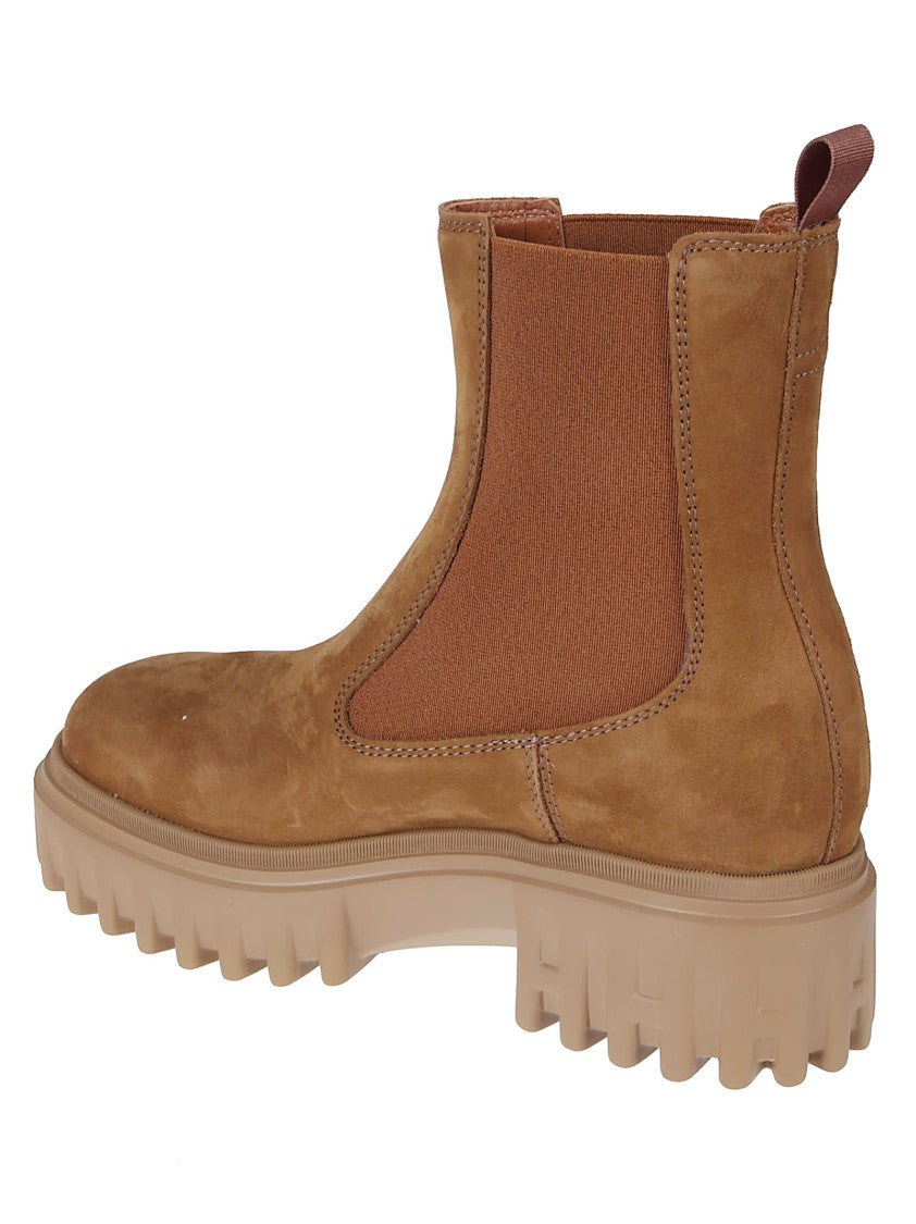 Hogan H700 Brown Leather Chelsea Boots