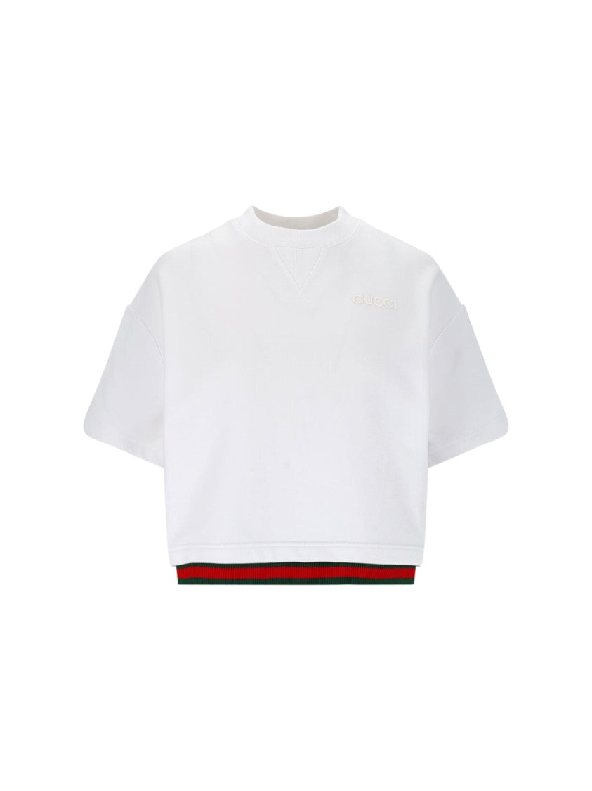 Gucci "Web" Crop T-Shirt – White
