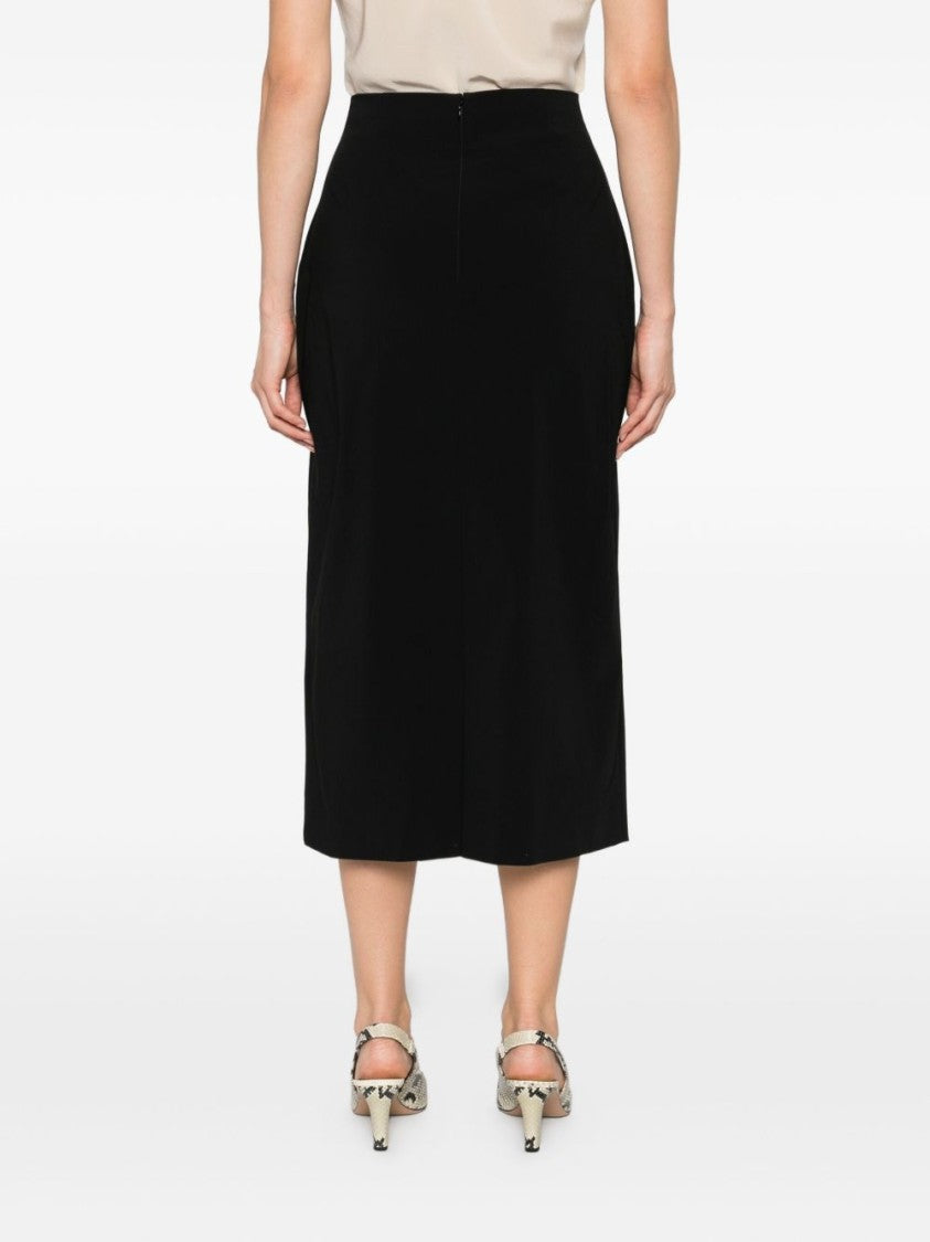 Alberta Ferretti High-Waisted Black Midi Pencil Skirt