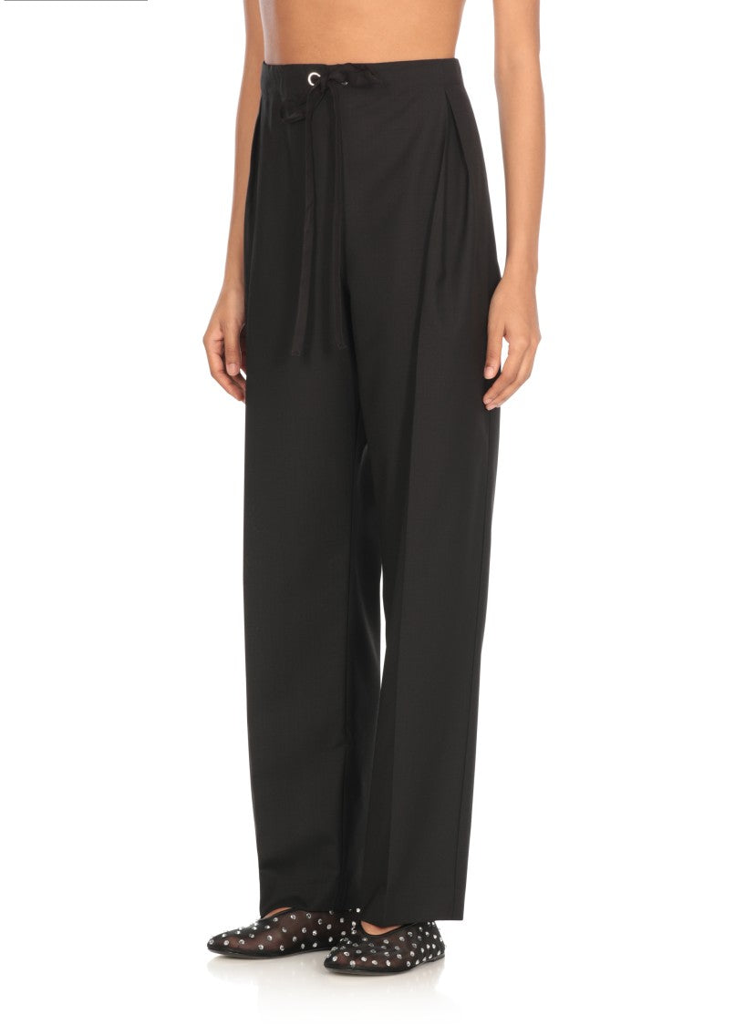 Khaite Black Wool And Silk Pants