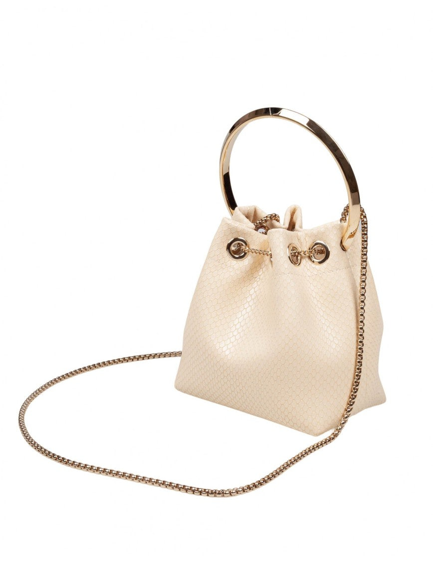 Jimmy Choo Bon Bon Fuc Snakeskin Print Leather Bag