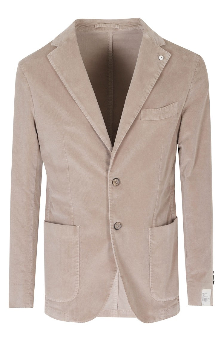 L.B.M. Dove Gray Single-Breasted Cotton Jacket With Jeweled Lapel Button