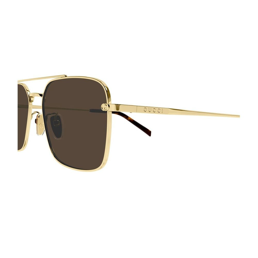Gucci Gg1957sa Institutional Logo Line Caravan-Shaped Gold Metal Sunglasses