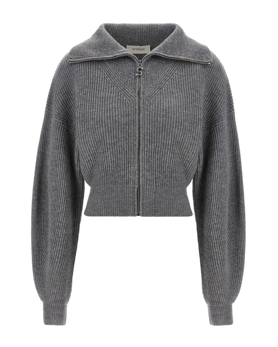 Sportmax Short-Cut Cardigan In Ribbed Wool-Cashmere Blend