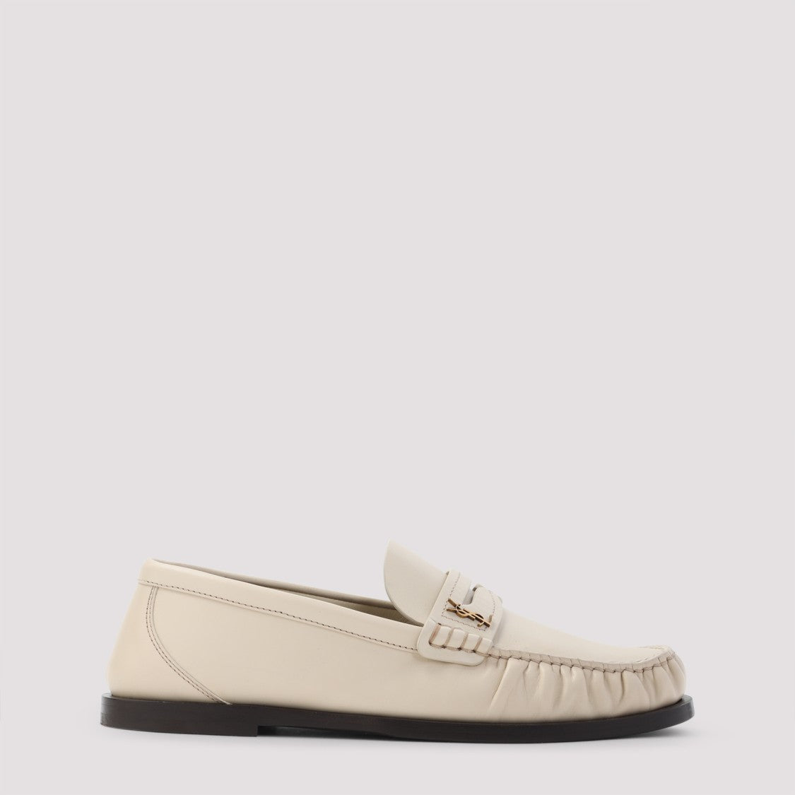 Saint Laurent Leather Loafers With Gathered Detail