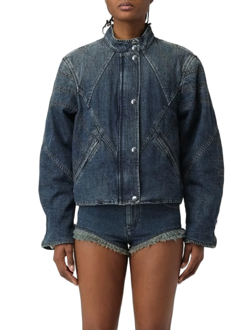 Isabel Marant Cropped Denim Jacket With High Collar