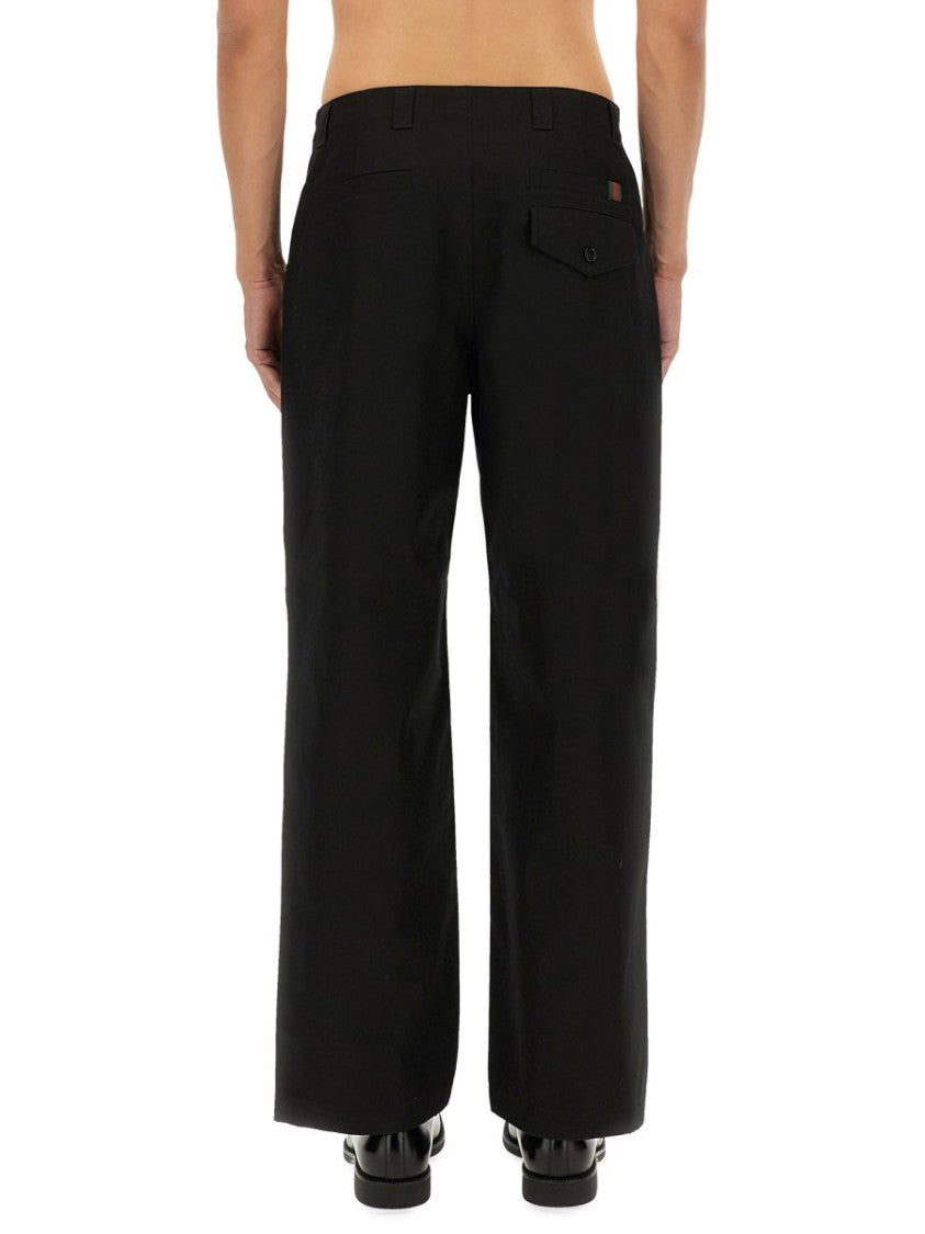 Gucci Straight-Leg Pants With Classic Waistband And Web Detail