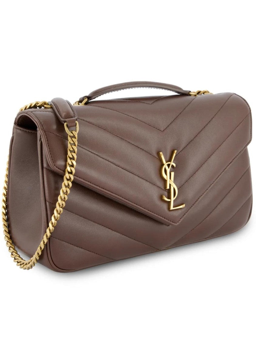 Saint Laurent Loulou M Rectangular Quilted Gold-Chain Handbag