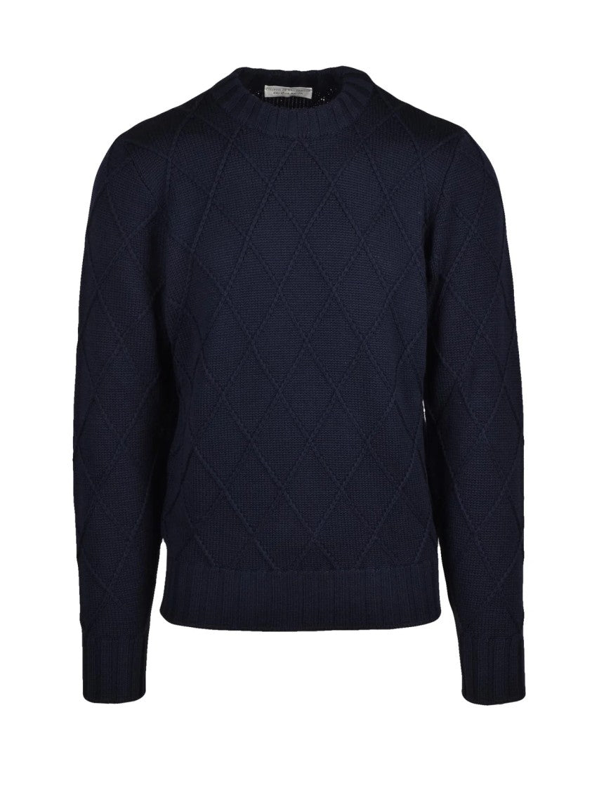 Filippo De Laurentiis Cable Knit Sweater With Diamond Pattern And Ribbed Details