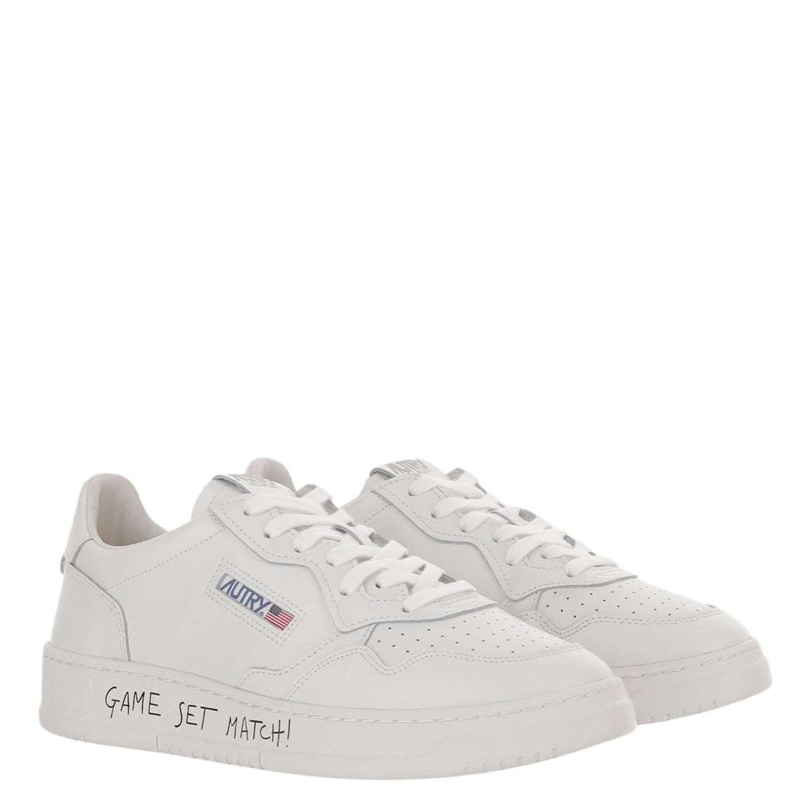 Autry Graffiti-Embellished White Leather Sneakers