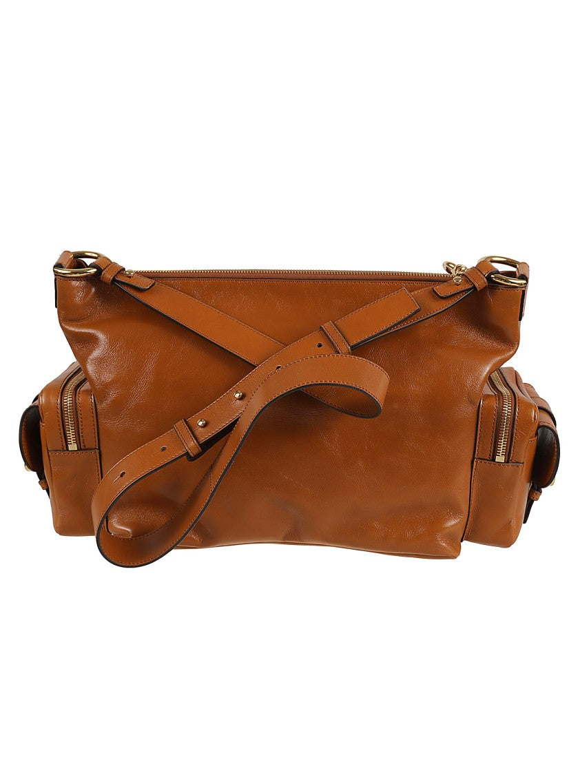 Chloé Structured Brown Leather Bag With Buckle Closure