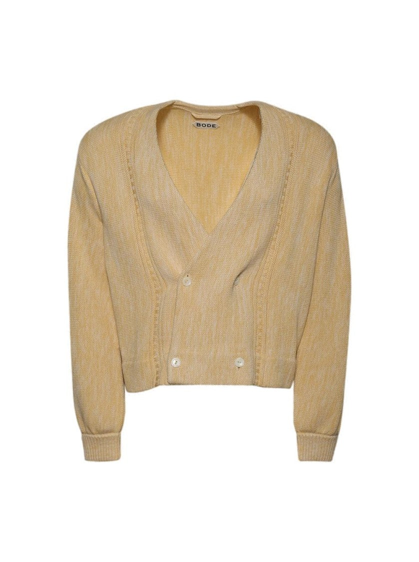 Bode Double Breasted Cardigan Marled Ivory