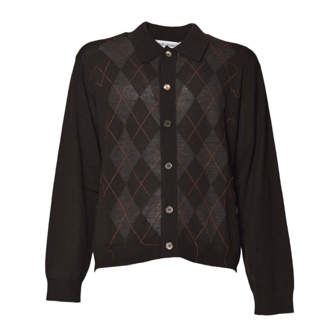 Our Legacy Classic Button-Up Argyle Pattern Sweater