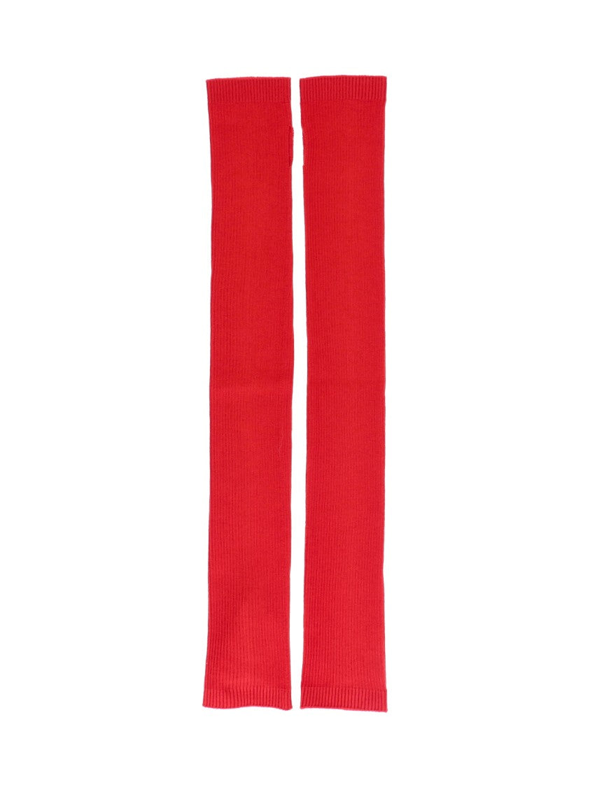 Sa Su Phi Red Ribbed Cashmere-Blend Gloves