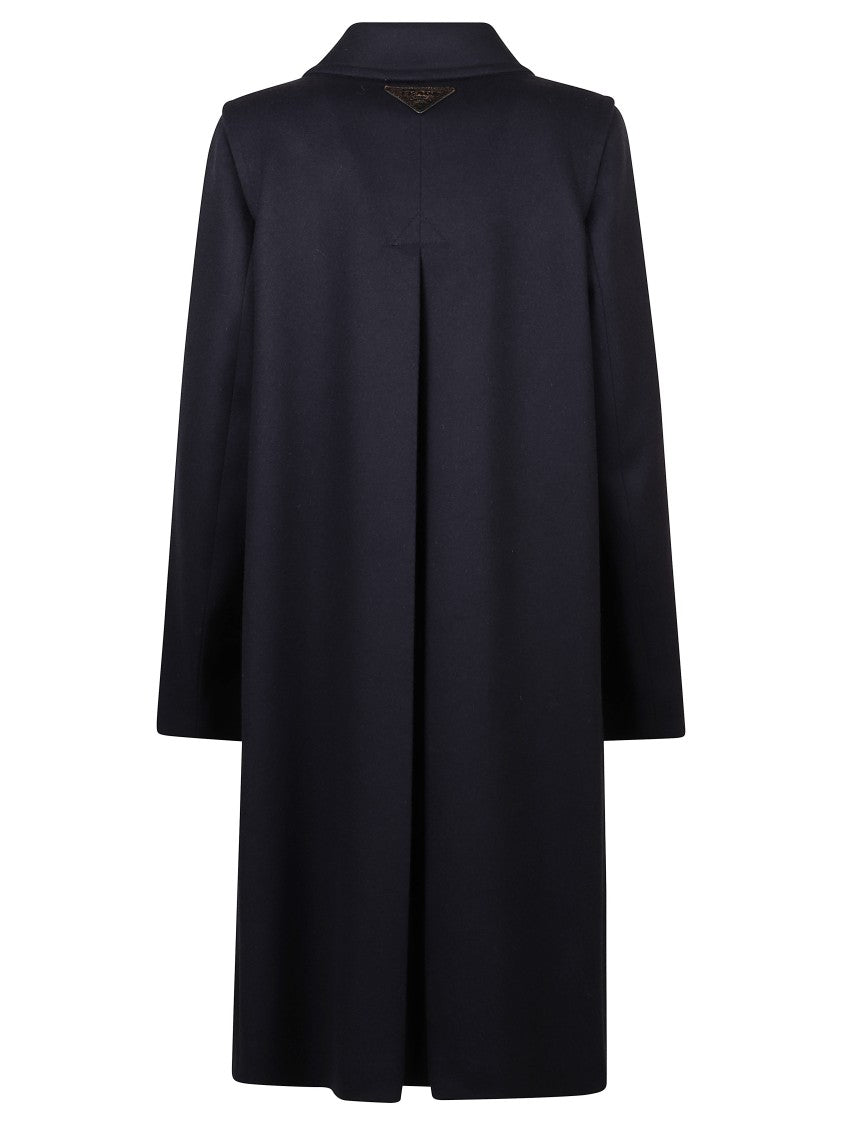 Prada Classic Blue Coat With Collared Neckline