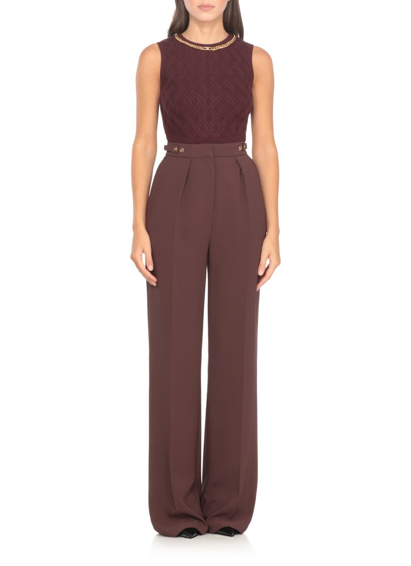 Elisabetta Franchi Textured Geometric Knit Sleeveless Sweater