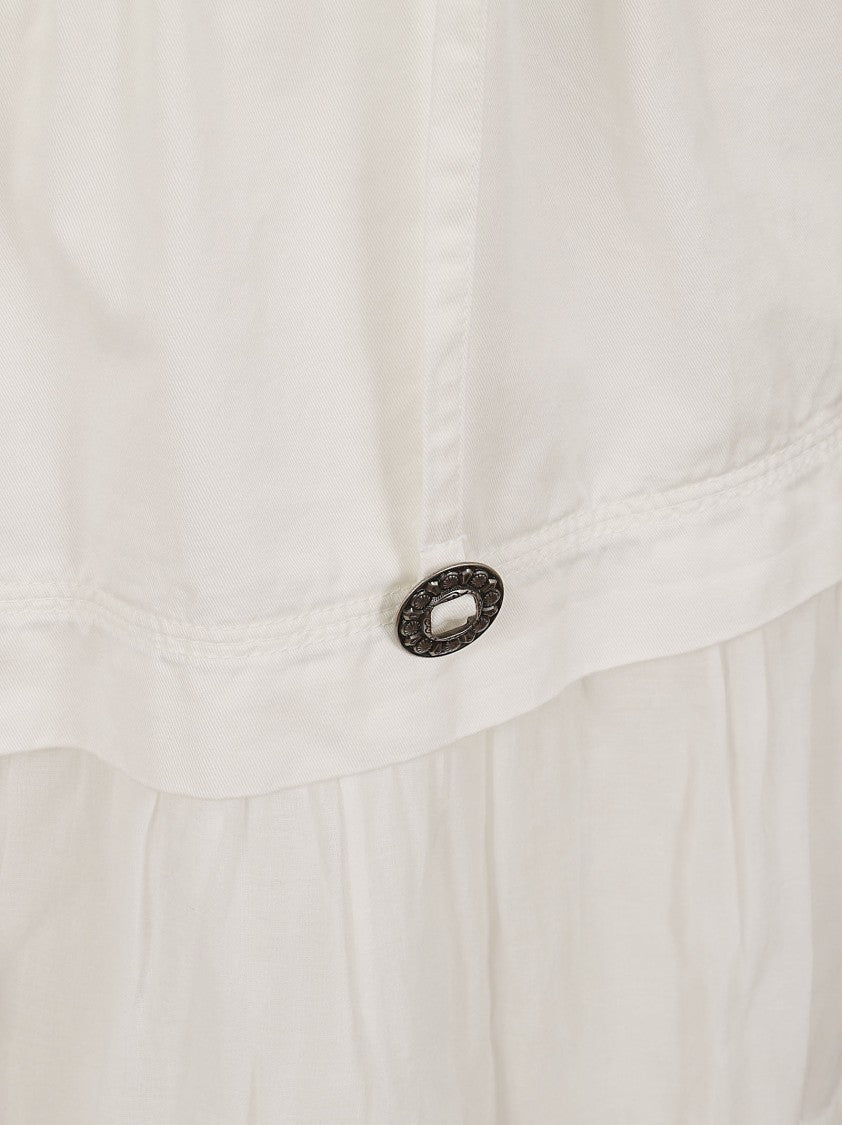Pinko Long Boho-Chic Dress With Ruffled Skirt And Corset Detail