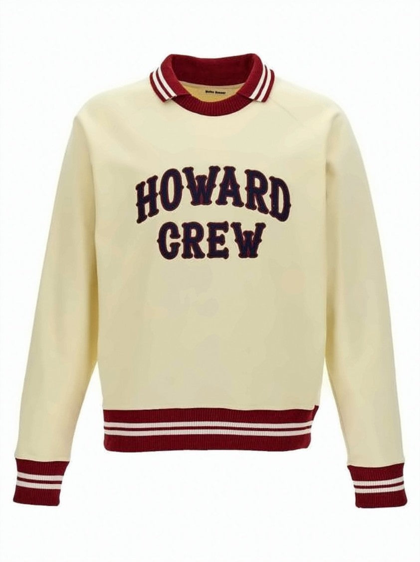 Wales Bonner Cream Long-Sleeve Sweatshirt With Collegiate Detailing