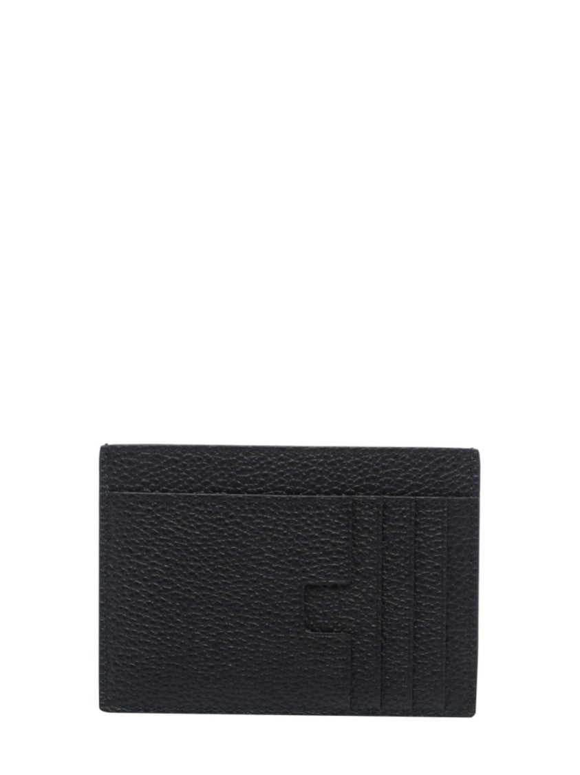 Tom Ford Textured Leather Card Holder With Embossed Design And Metallic Detail