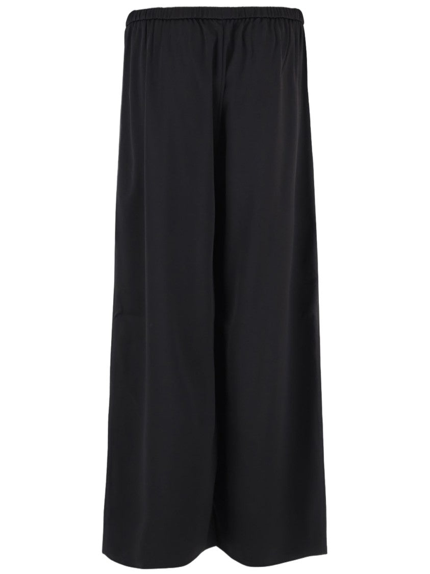 By Malene Birger Wide-Leg Cropped Pants With Elastic Waistband And Smooth Finish