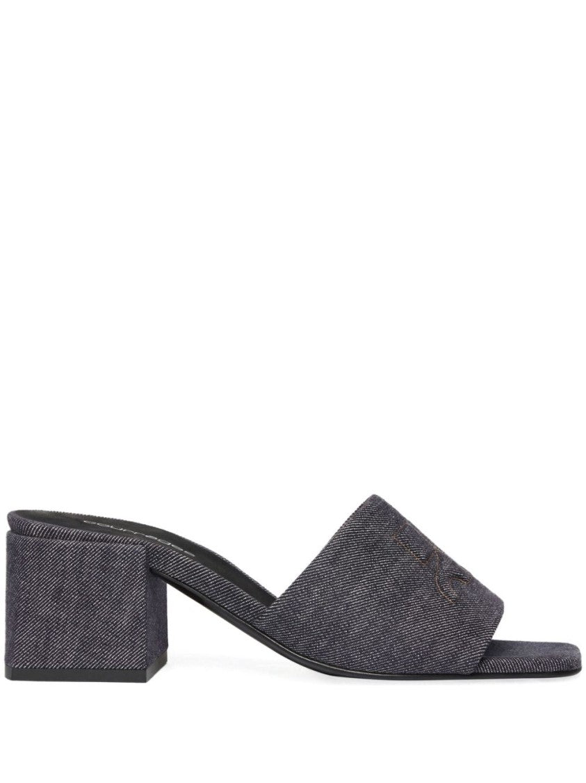 Courrèges Textured Grey Slip-On Sandals